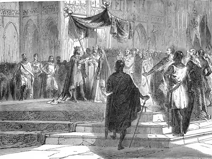 Illustration af Ludvig den Yngre og Eleonora af Aquitaine.