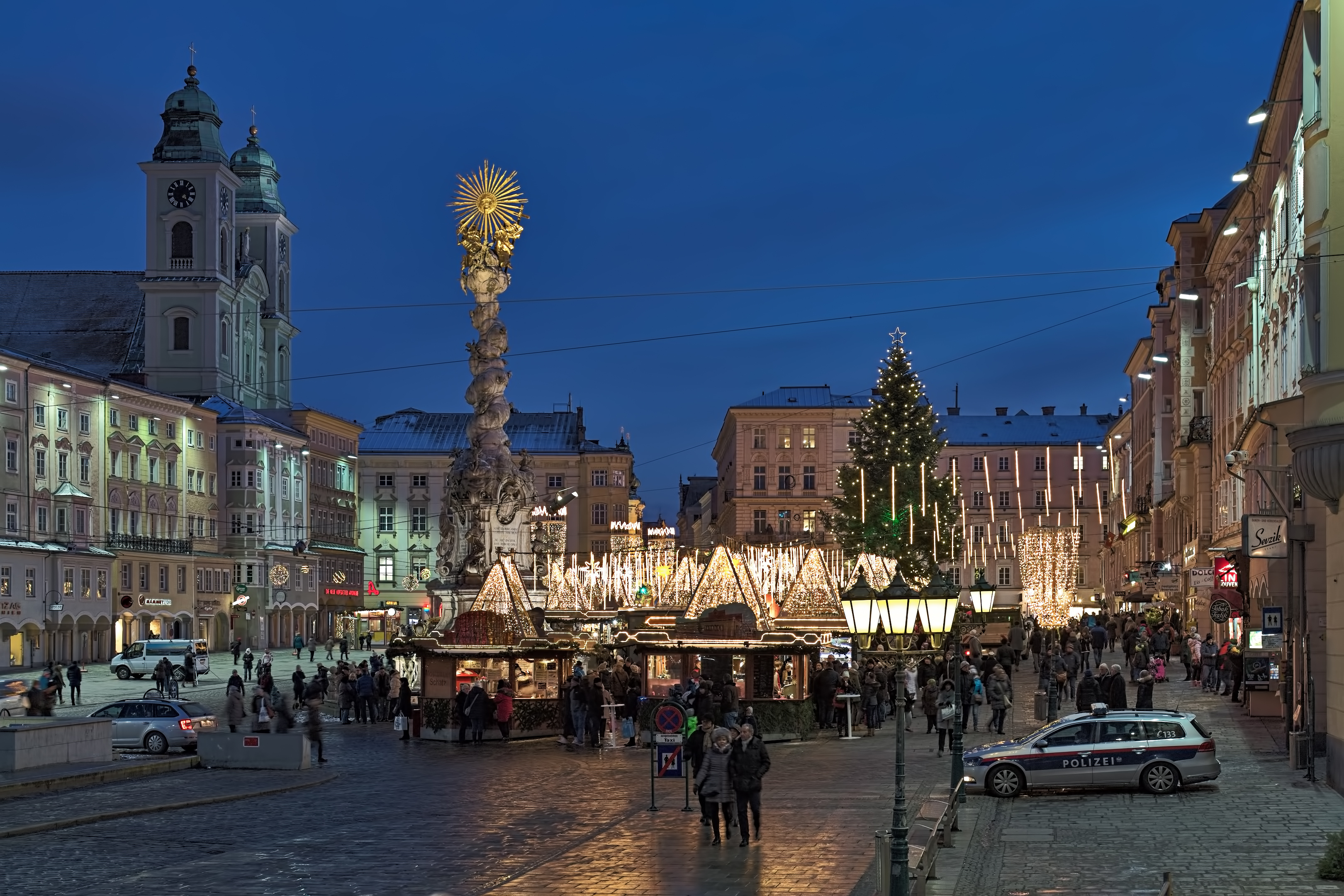 Julemarked på Hauptplatz i Linz