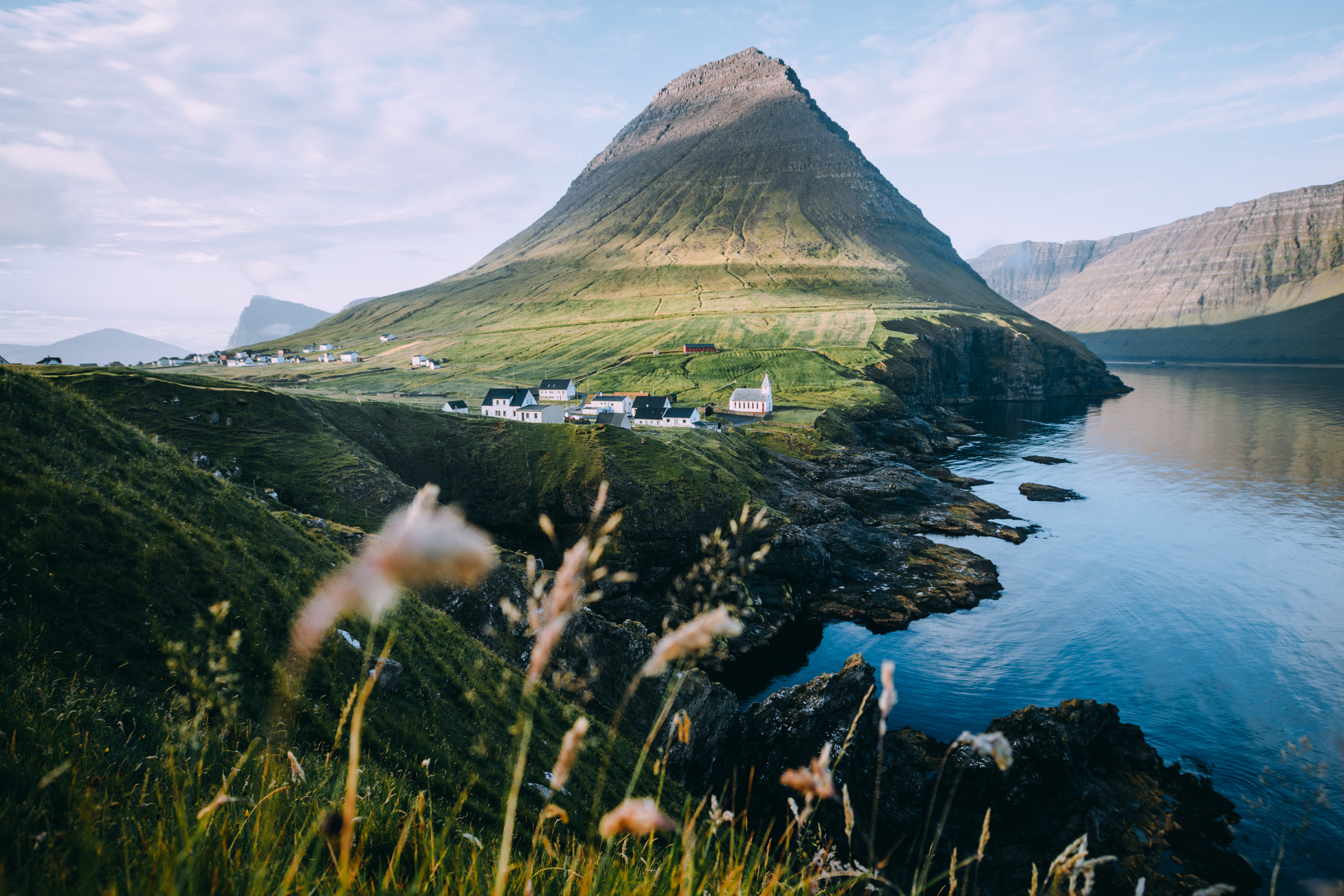 Vacker vy över Viðareiði
