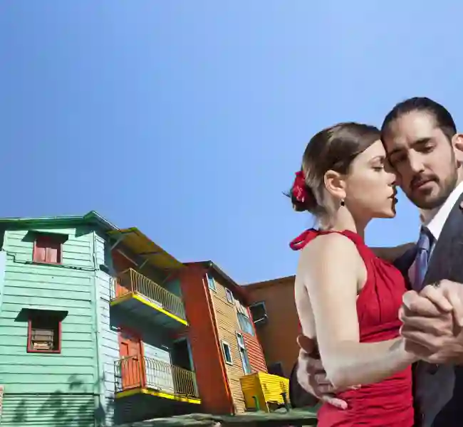 Tangopar i färgglada La Boca