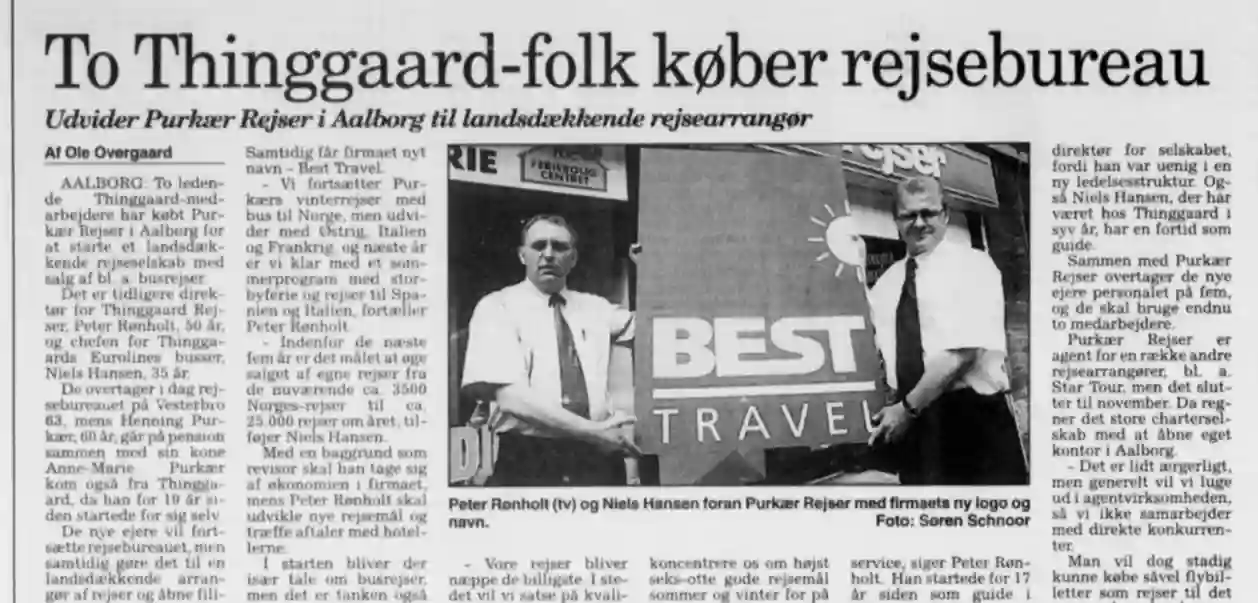 Peter Rønholt og Niels Hansen efter anskaffelsen af Best Travel