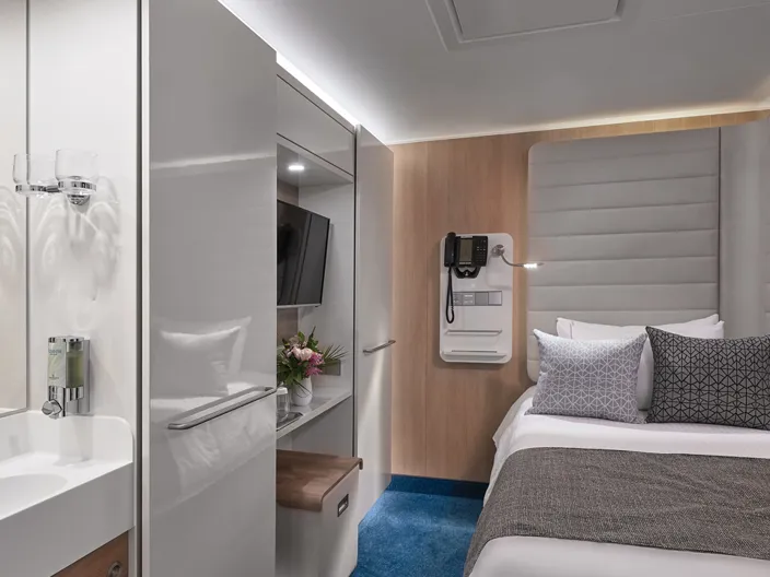 Studio singelhytt ombord Norwegian Cruise Line