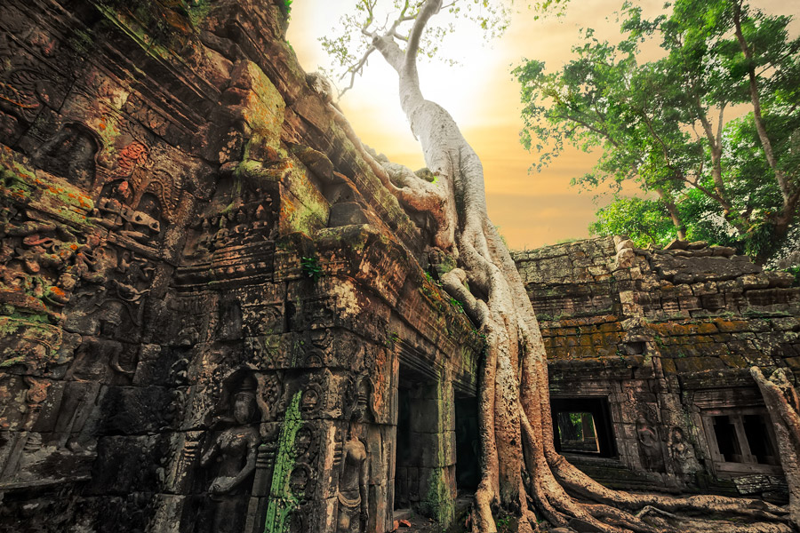 De historiska templen i Angkor vittnar om Khmer-rikets storhetstid.