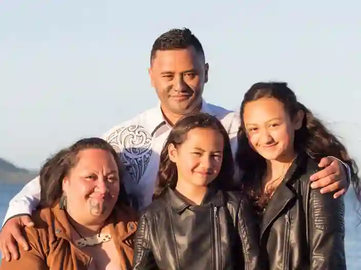 En moderne Maori familie