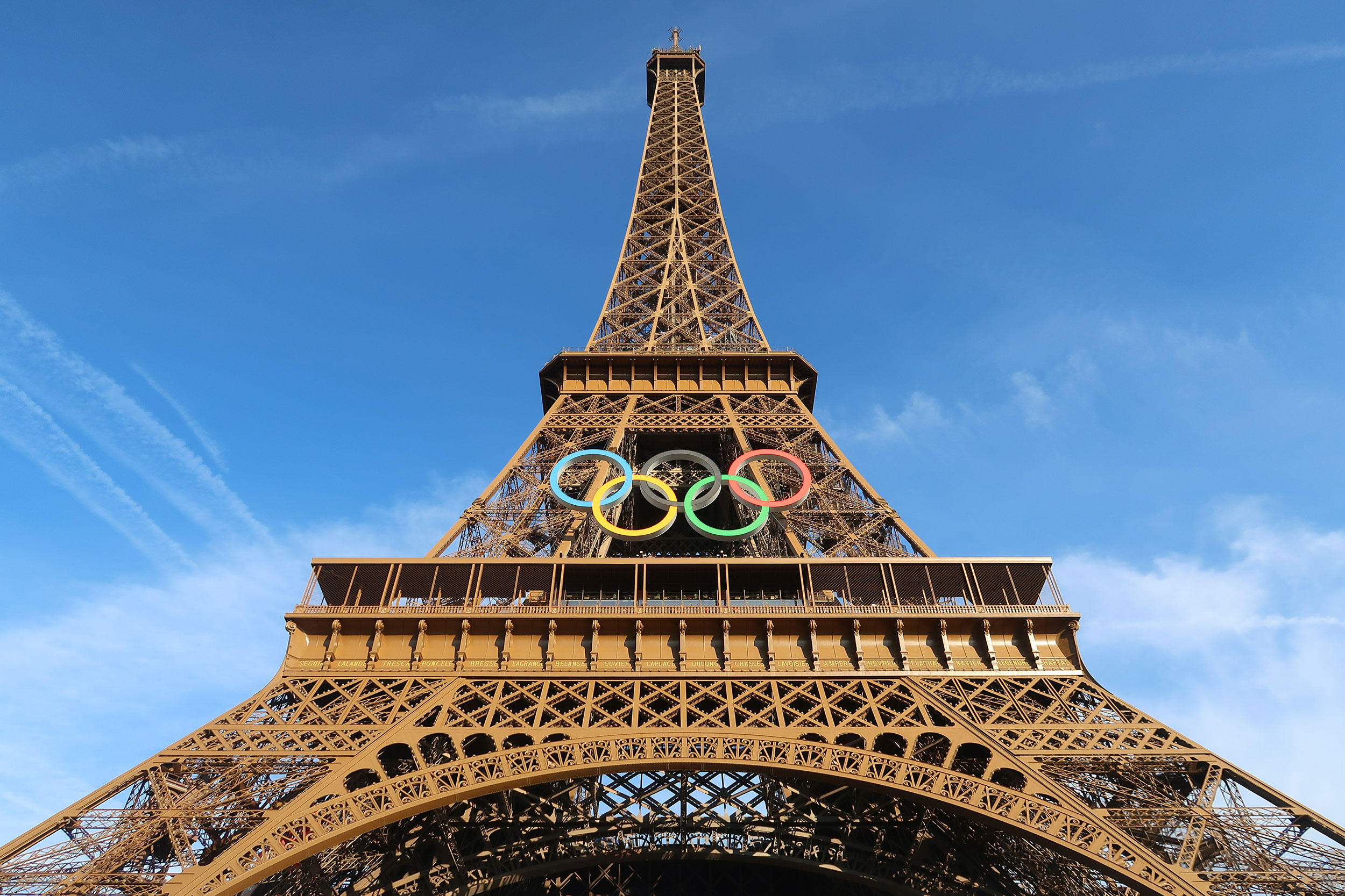 Eiffeltårnet med de olympiske ringe