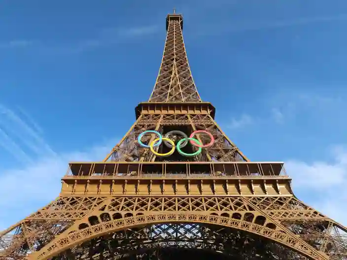 Eiffeltårnet med de olympiske ringe