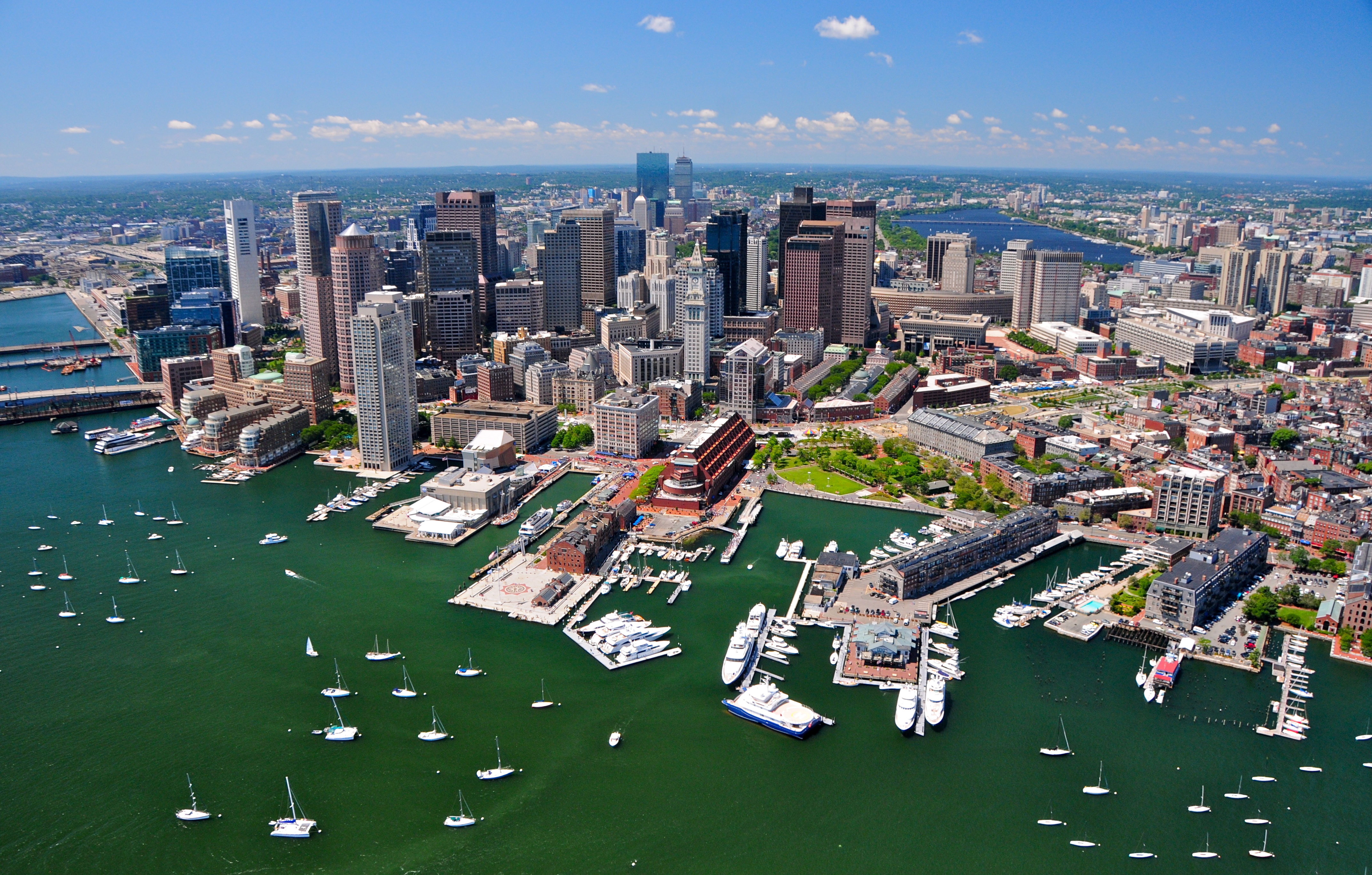 Panoramavy över staden Boston, USA