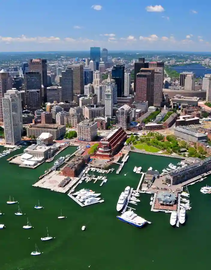 Panoramavy över staden Boston, USA