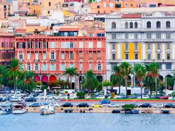 Vy över Cagliari på Sardinien