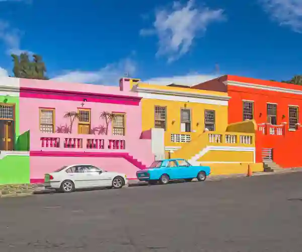 Fargerike hus i Cape Town
