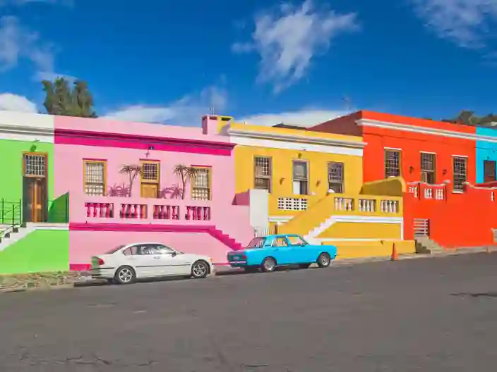 Fargerike hus i Cape Town