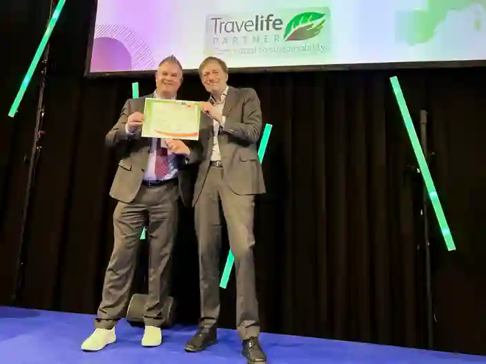 Utdeling av Travelife Partner serifiseringen på ITB i Berlin