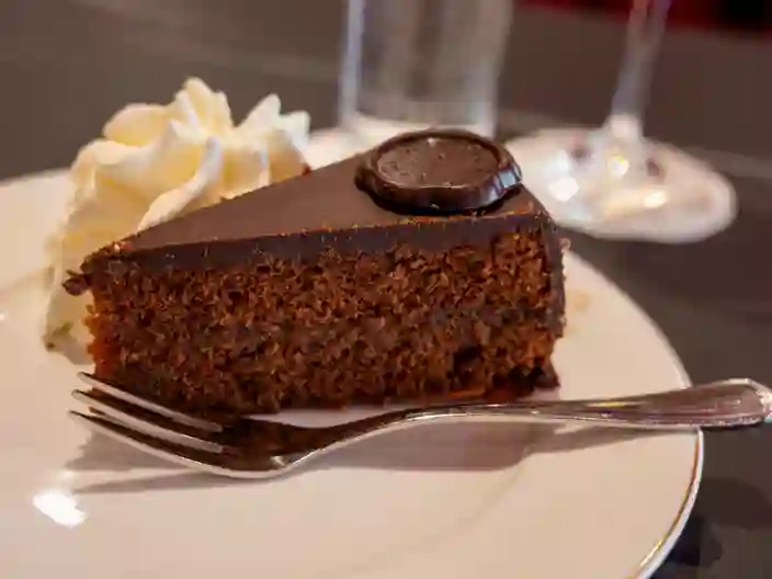 Sachertorte Chokoladekage Med Abrikosmarmelade Med Flødeskum